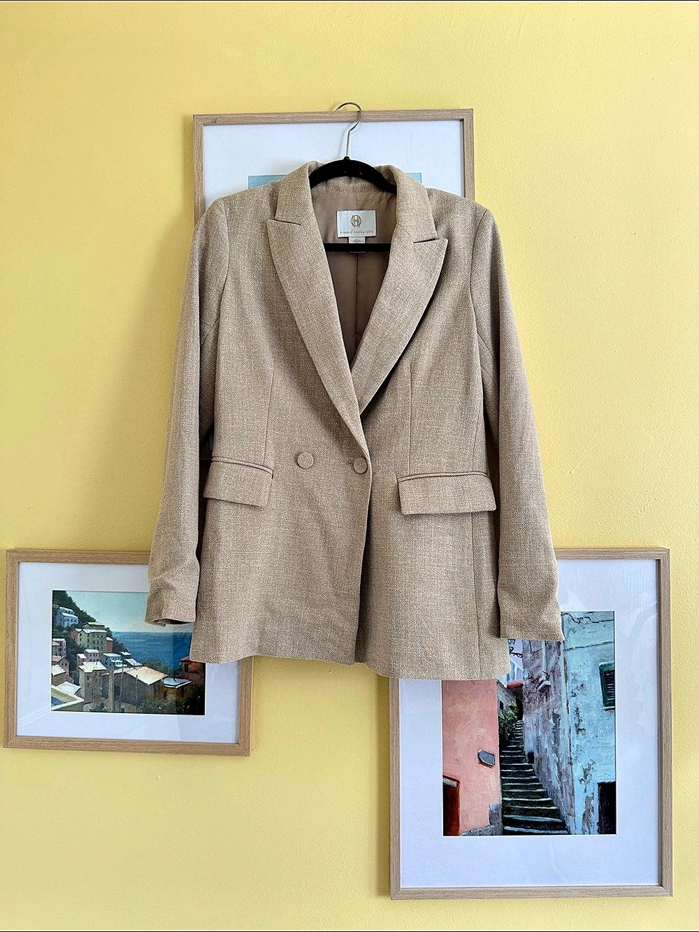 House of Harlow 1960 Beige Double Breasted Blazer Size S